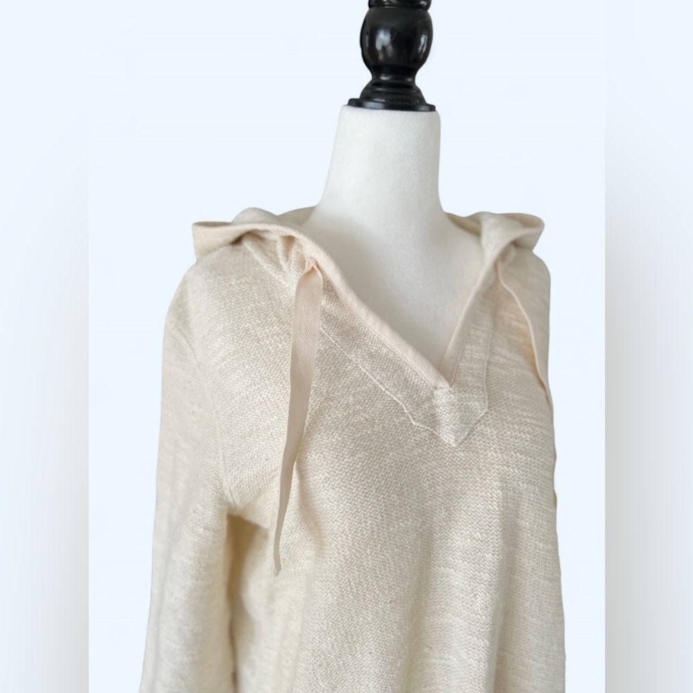 Tommy Bahama Cream Metallic Cotton Swim Cover Up Hoodie Resort Top S